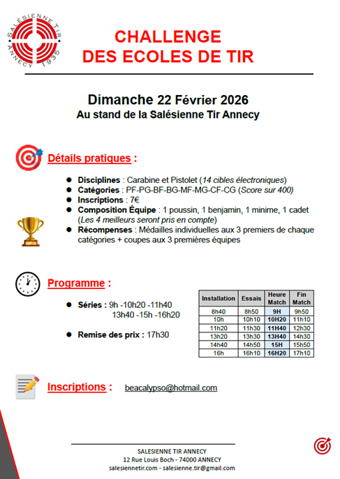 CHALLENGE ECOLES DE TIR - LA SALESIENNE TIR
