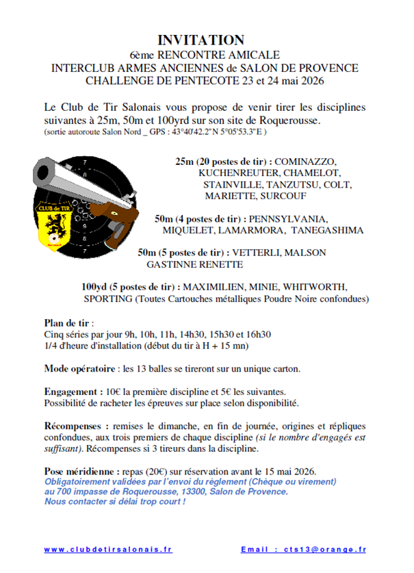 CHALLENGE DE PENTECOTE ARMES ANCIENNES - SALON DE PROVENCE